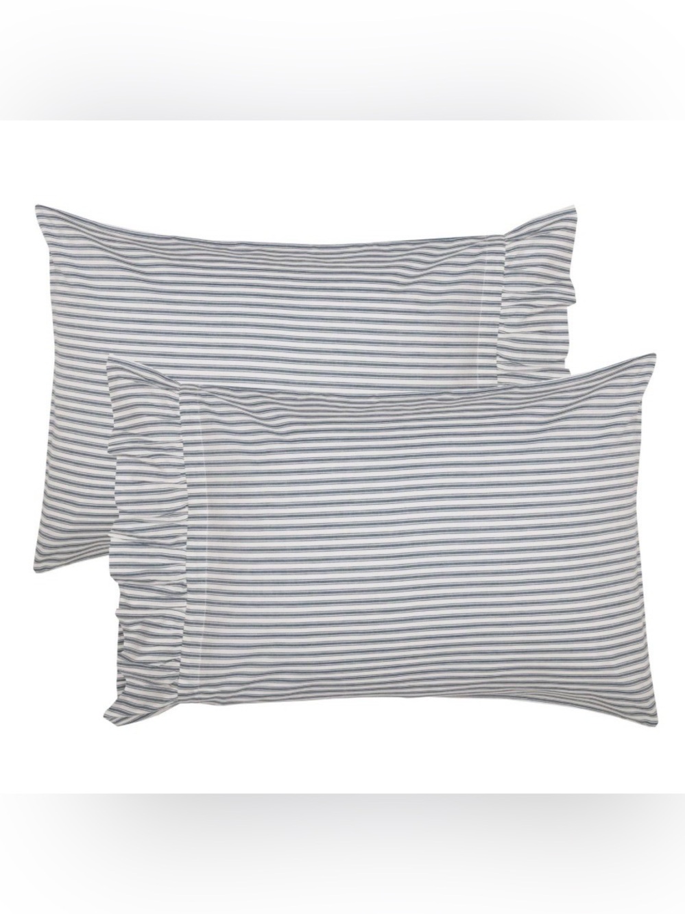 Modern Farmhouse Flare Ticking Stripe Pillowcases 100% Cotton - BLUE